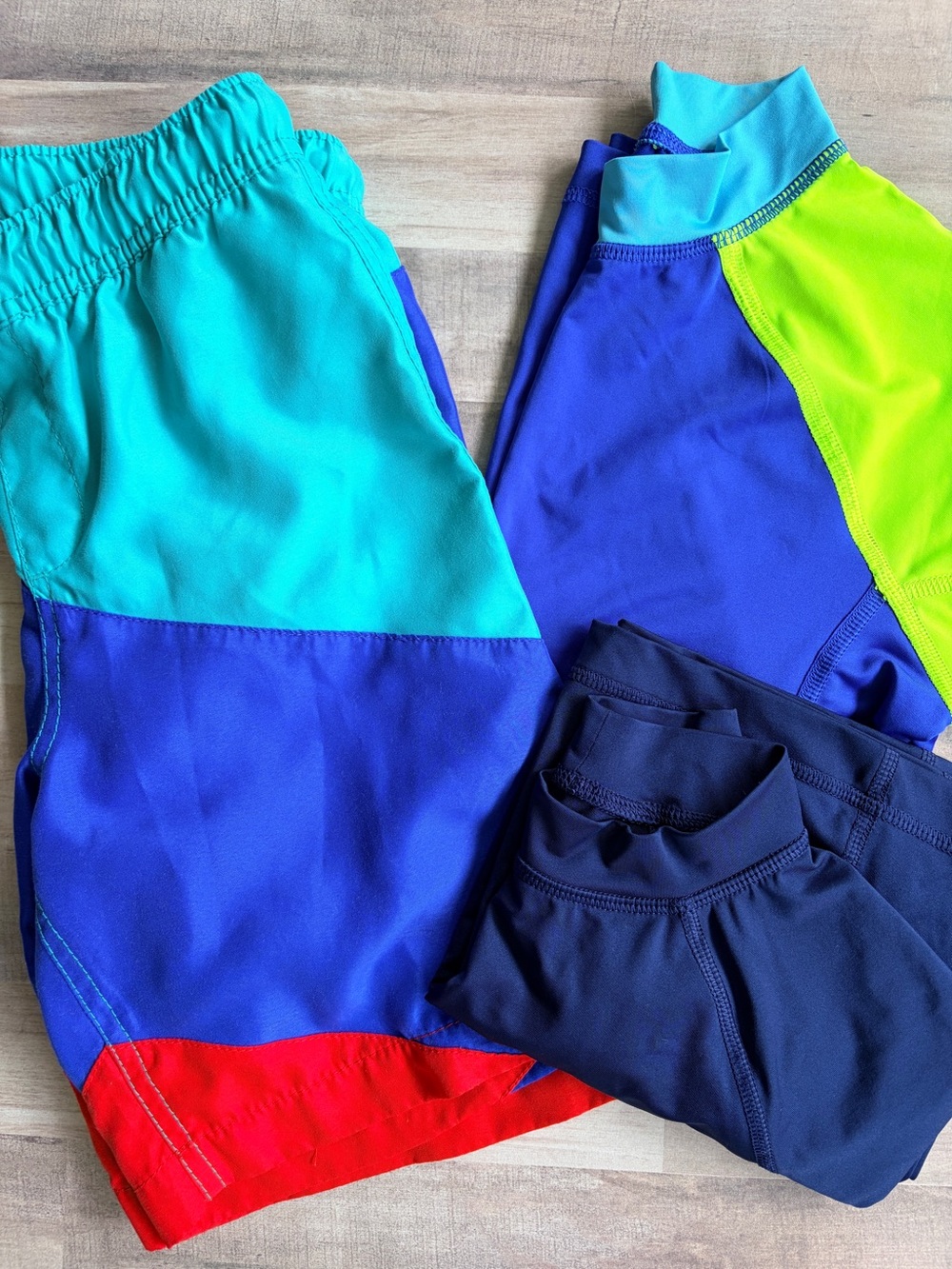Land’s End SWIM BUNDLE Boys 10-12 Swim Shorts & 2 Rash Guards bathing suit